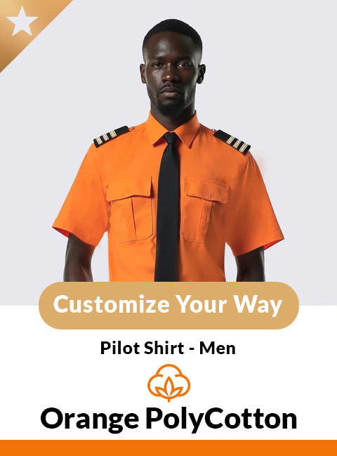Custom Short Sleeve Orange Pilot Shirt – Men’s