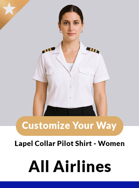 All Airlines Custom Lapel Collar Women Short Sleeve Pilot Shirt