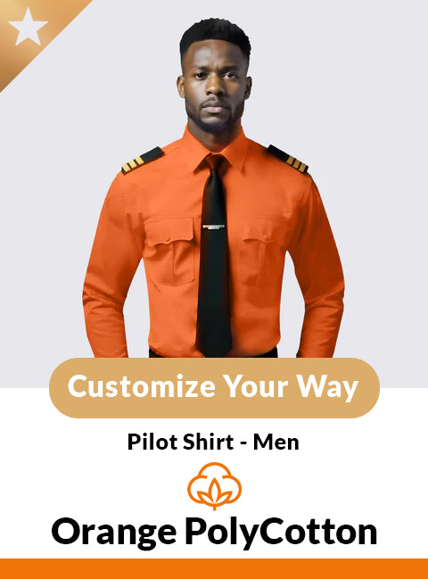 Custom Long Sleeve Orange Pilot Shirt – Men’s