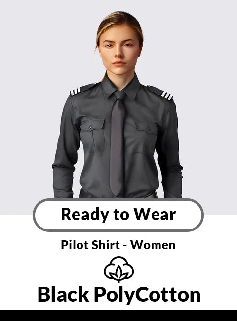 Black Long Sleeve In-Stock Women's Pilot Shirt