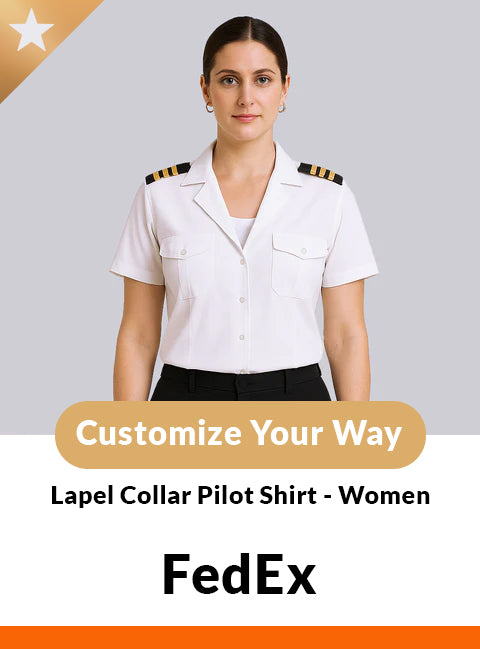 FedEx Custom Lapel Collar Women’s Short Sleeve Pilot Shirt