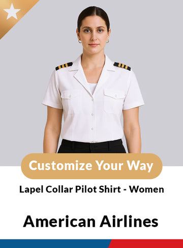 American Airlines Custom Lapel Collar Women's Short Sleeve Shirt