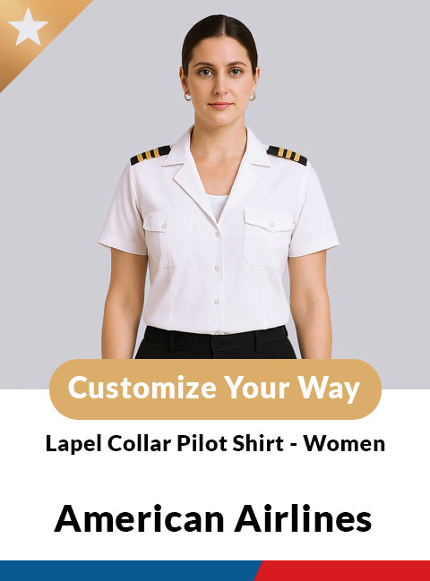 American Airlines Custom Lapel Collar Women's Short Sleeve Shirt