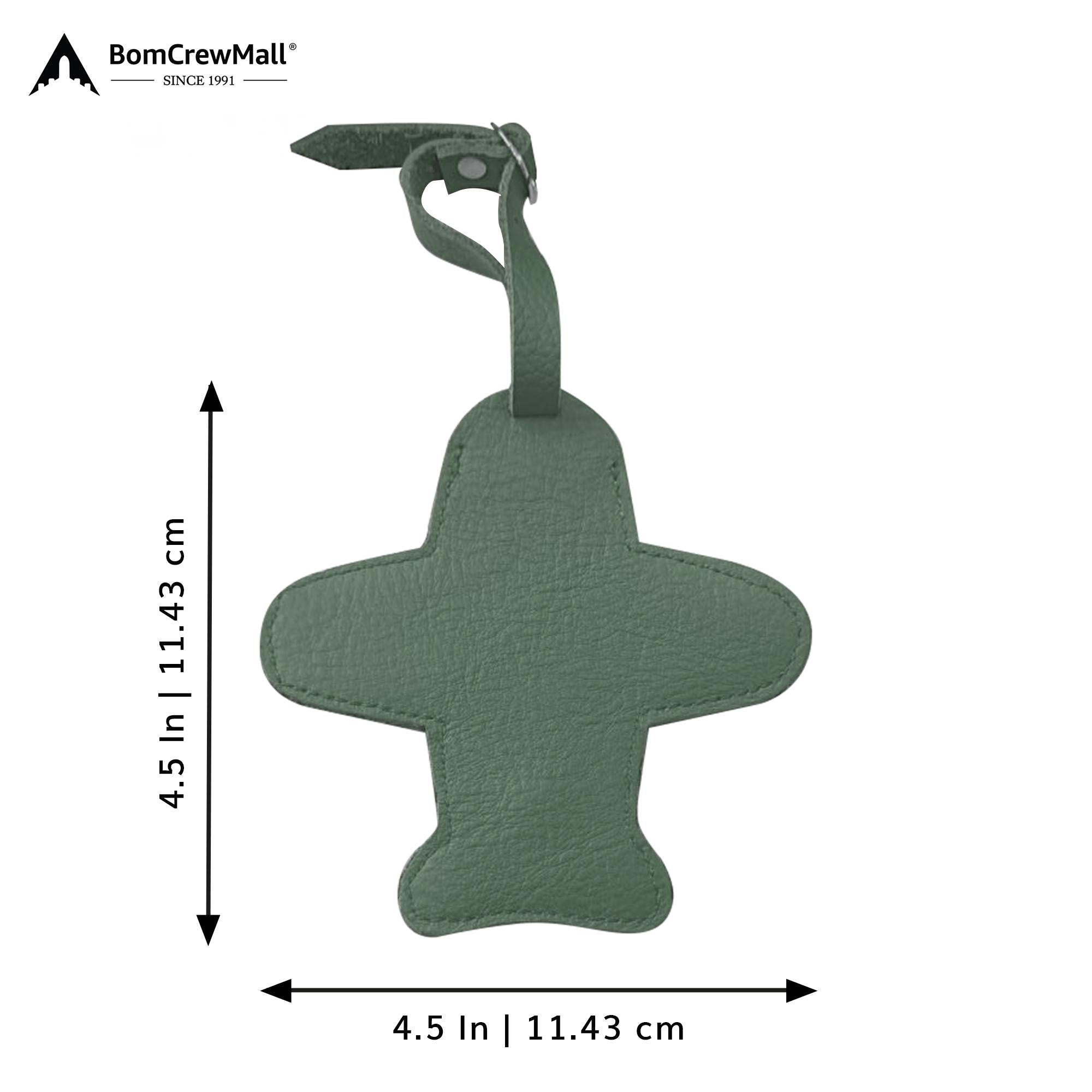 AIRPLANE LEATHER BAG TAG - BIG GREEN