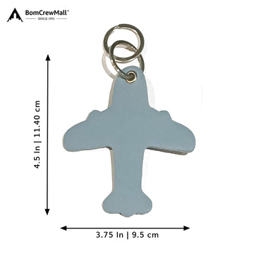 AIRPLANE LEATHER BAG TAG WITH KEY RING - SMALL SKY BLUE