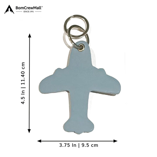 AIRPLANE LEATHER BAG TAG WITH KEY RING - SMALL SKY BLUE