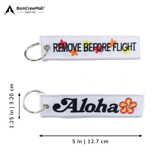 ALOHA EMBROIDERY BAG TAG-WHITE