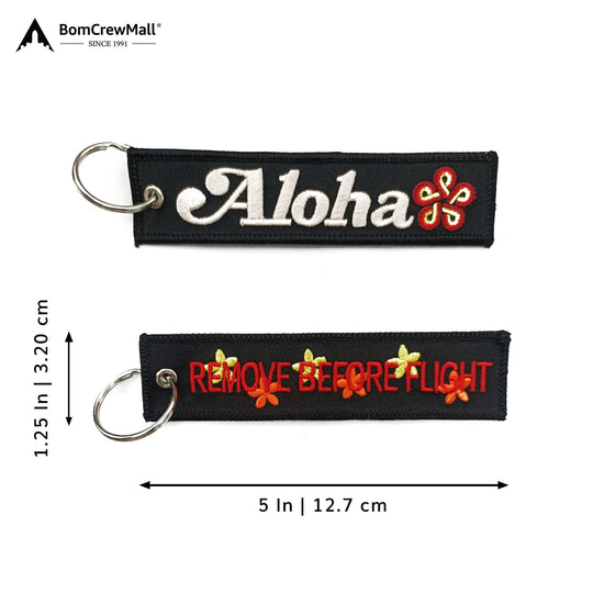 ALOHA EMBROIDERY BAG TAG-BLACK