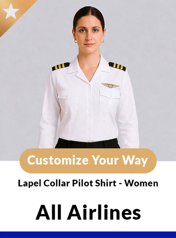 Women's Pilot Shirt - Open Collar - Long Sleeve - Tailored