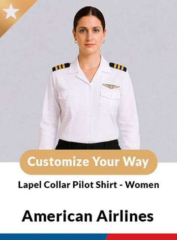 American Airlines Women’s Tailored Lapel Collar Pilot Shirt – Long Sleeve