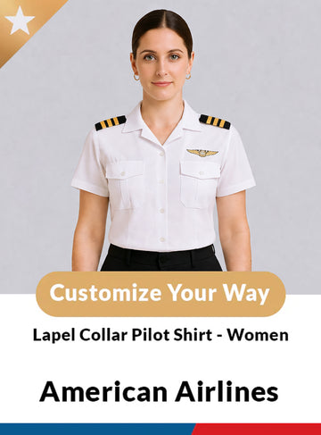 American Airlines Women’s Tailored Lapel Collar Pilot Shirt – Short Sleeve