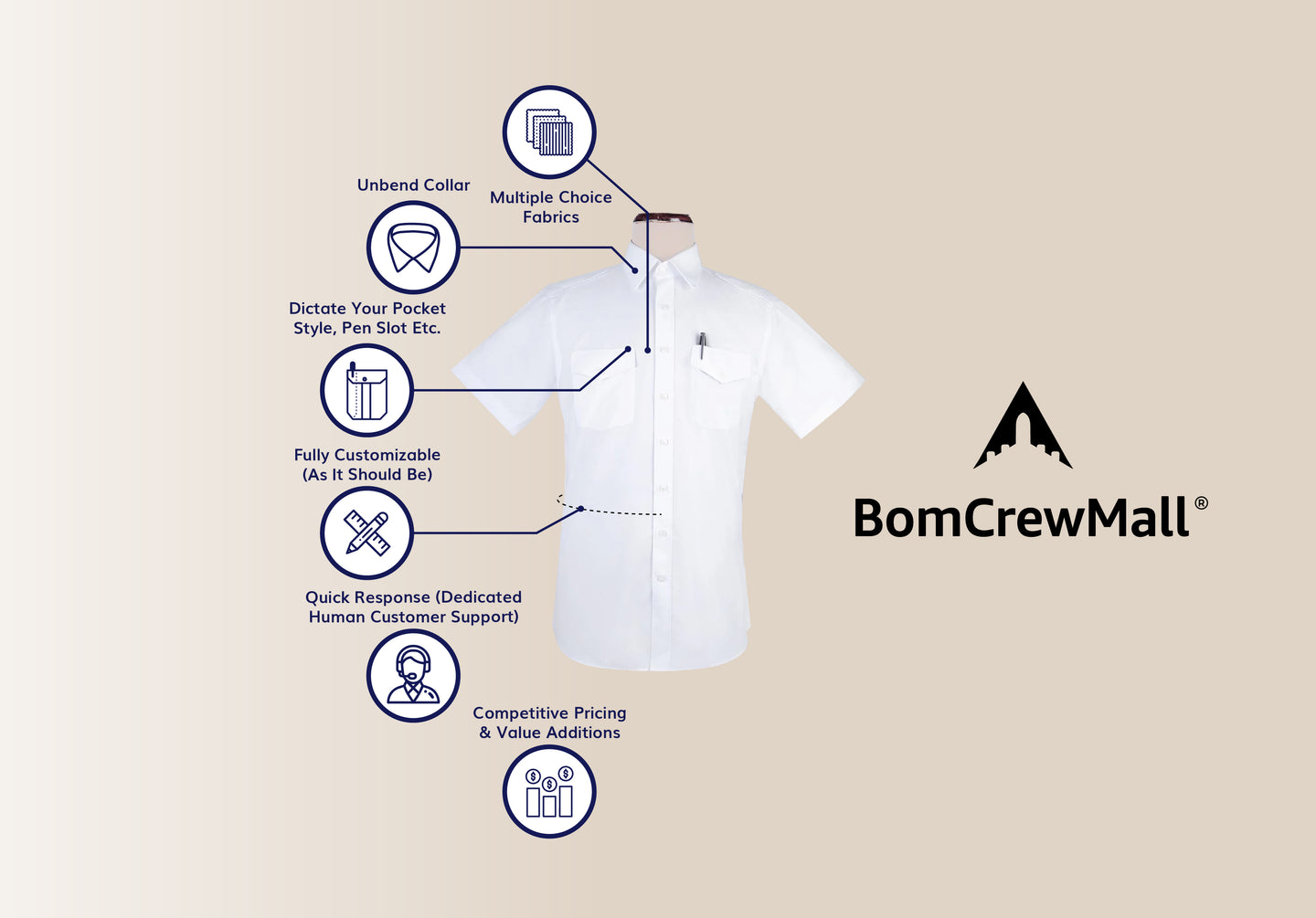 BomCrewMall Pilot Shirts