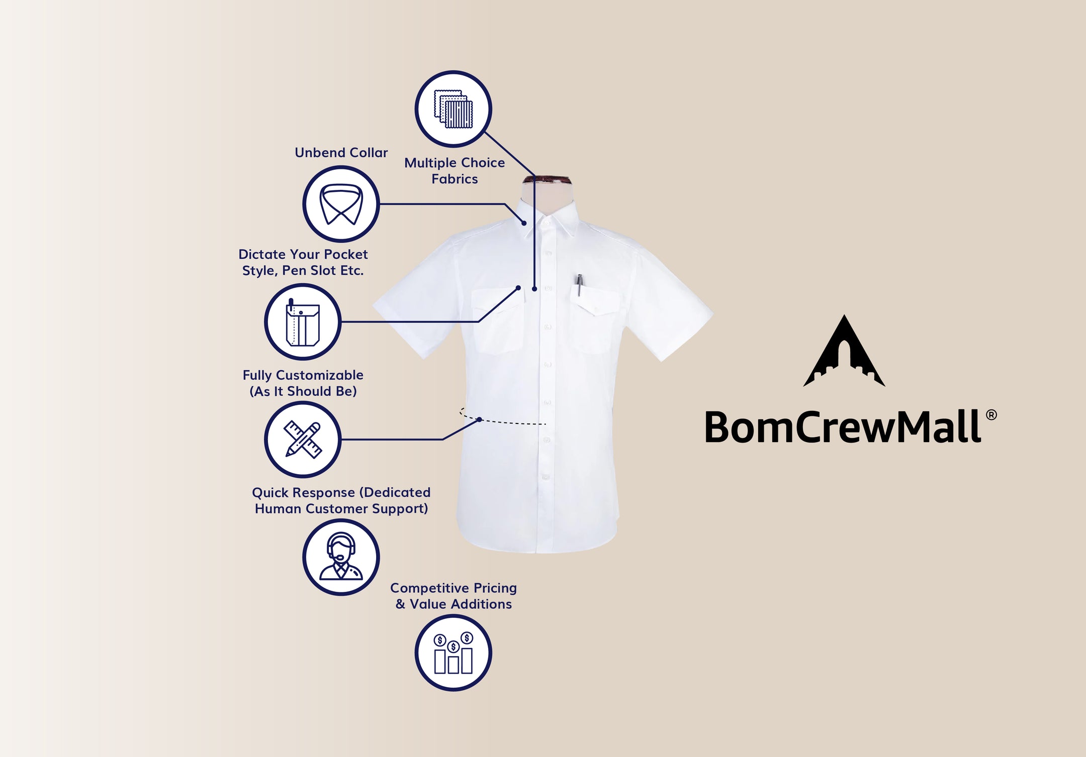 BomCrewMall Pilot Shirts