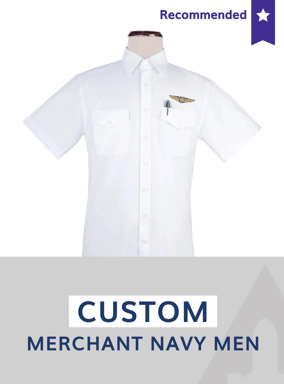 Custom Merchant Navy Uniform White Shirt Men