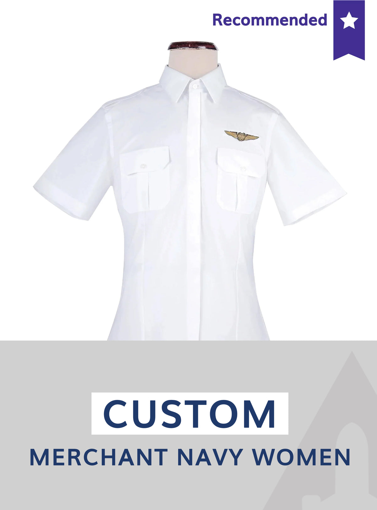 Custom Merchant Navy Uniform White Shirt Women