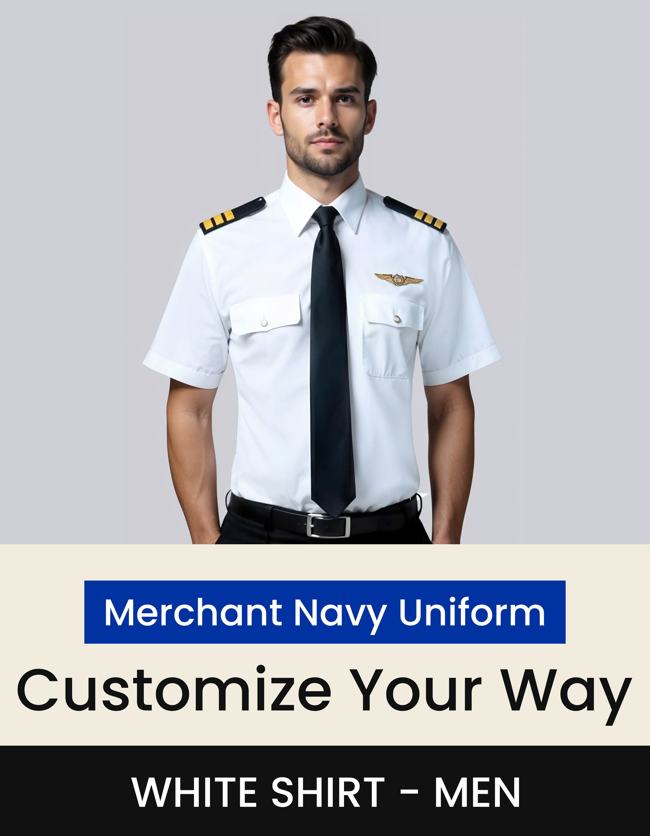 Custom Merchant Navy Uniform White Shirt – Men’s