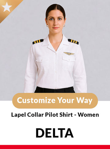 Delta Women’s Tailored Lapel Collar Pilot Shirt – Long Sleeve