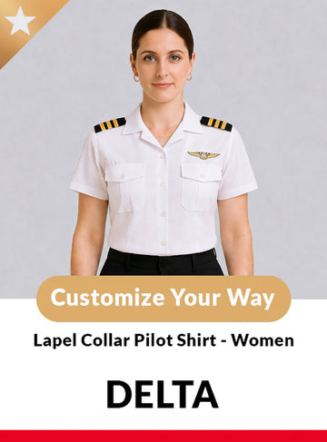 Delta Women’s Tailored Lapel Collar Pilot Shirt – Short Sleeve