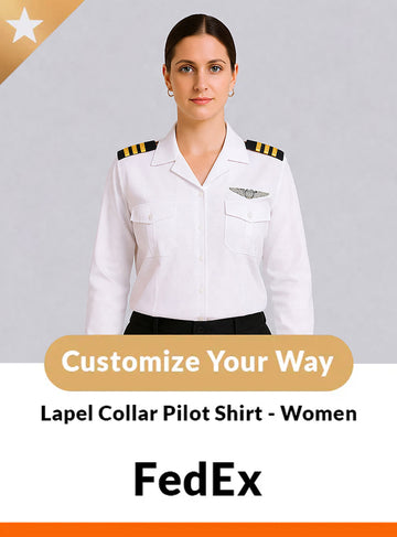 FedEx Women’s Tailored Lapel Collar Pilot Shirt – Long Sleeve