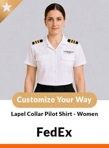 FedEx Women’s Tailored Lapel Collar Pilot Shirt – Short Sleeve