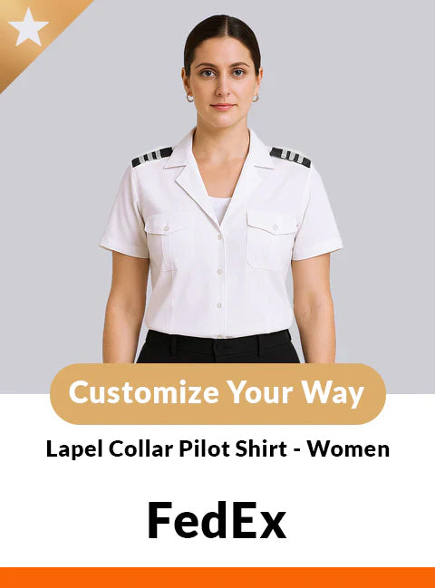 FedEx Custom Lapel Collar Women’s Short Sleeve Pilot Shirt