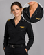 Women's Black Pilot Shirt - Open Collar - Long Sleeve - Tailored