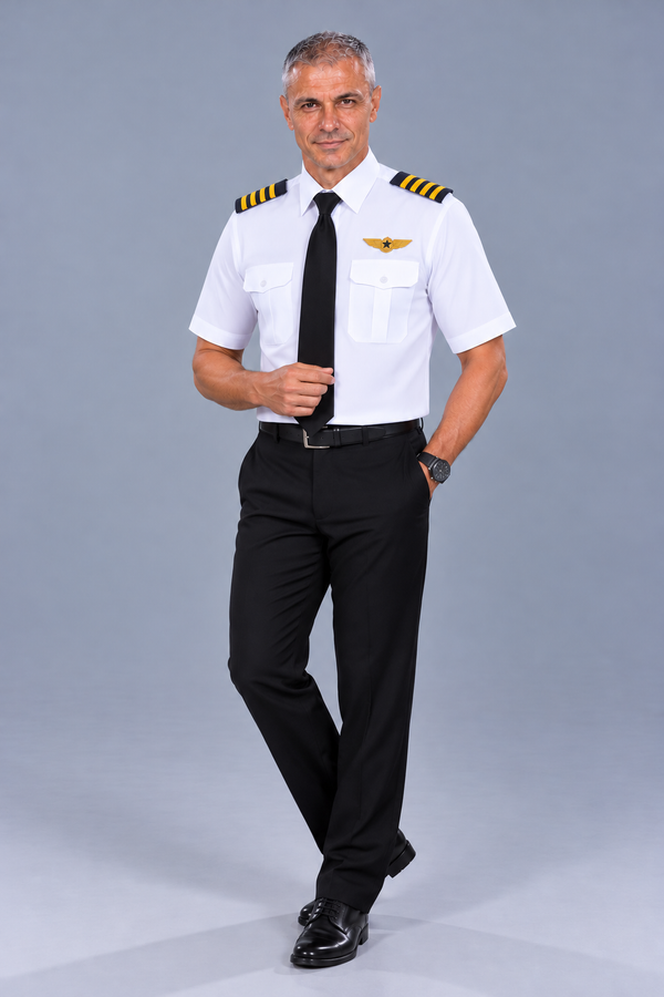 Men's Short Sleeve Pilot Shirt - White - Tailored