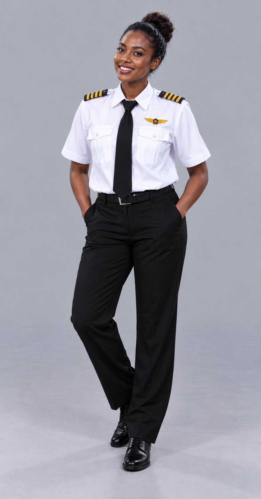 Women's Short Sleeve Pilot Shirt - White - Standard Fit