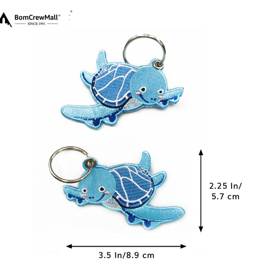 TORTOISE EMBROIDERY BAG TAG-BLUE