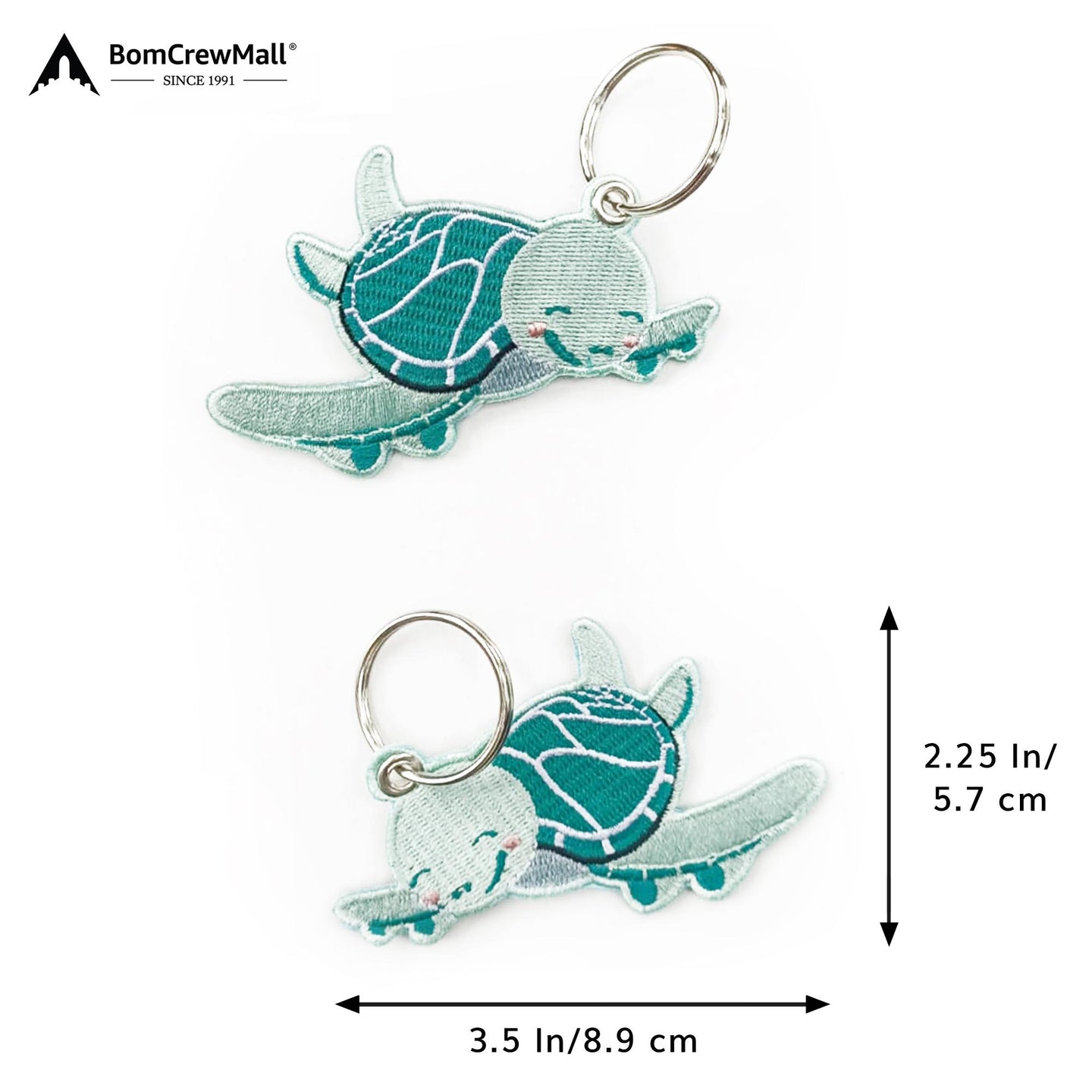 TORTOISE EMBROIDERY BAG TAG-TURQUOISE - GREEN