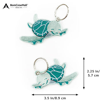TORTOISE EMBROIDERY BAG TAG-TURQUOISE - GREEN