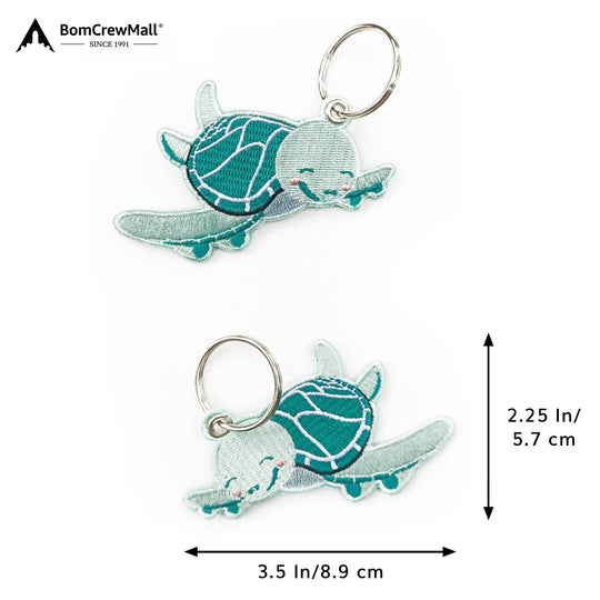 TORTOISE EMBROIDERY BAG TAG-TURQUOISE - GREEN