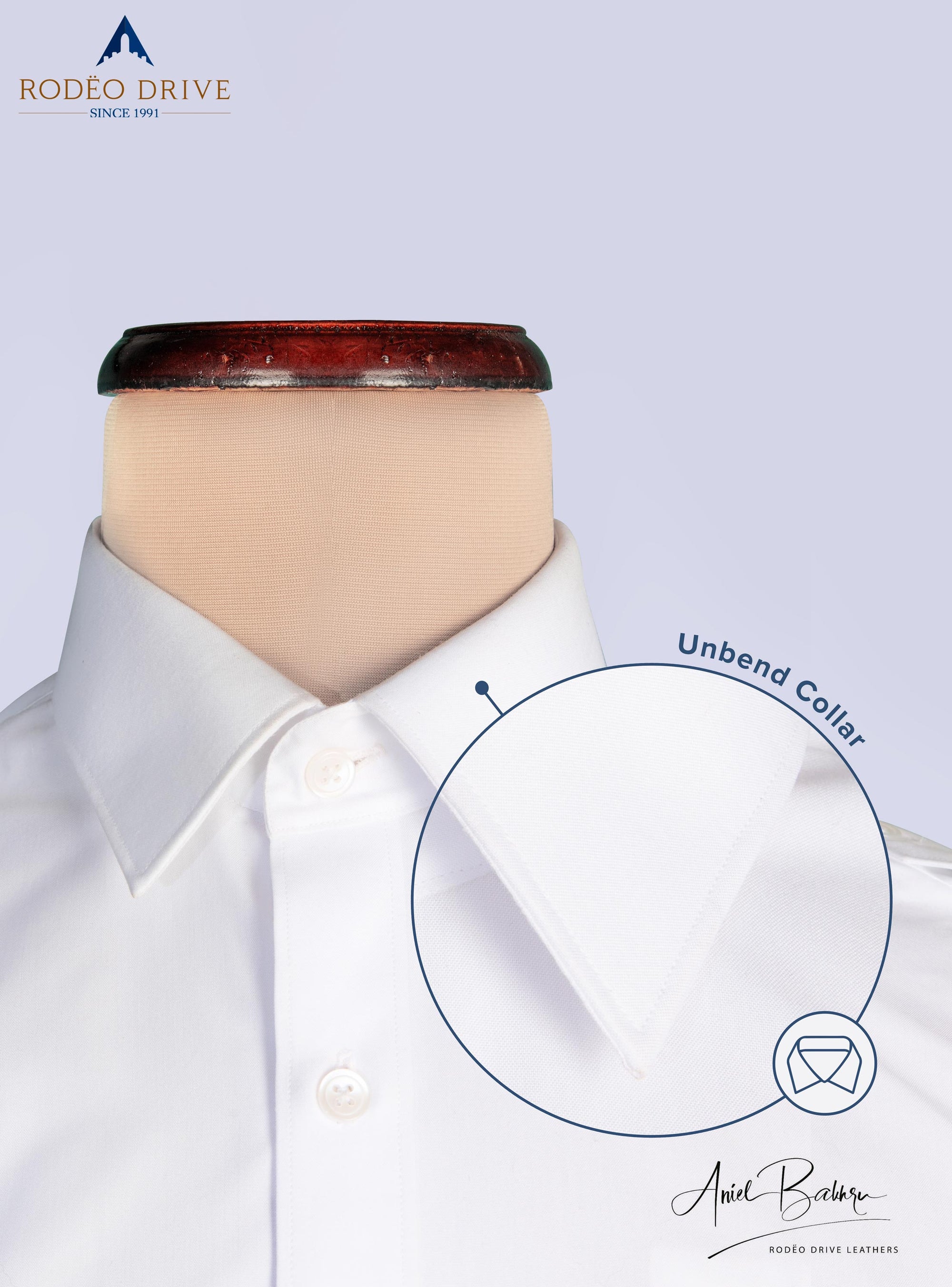 Image depicting close Unbend collar of white Women's Pilot shirt.