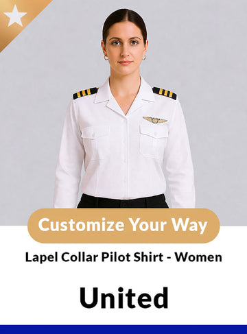 United Women’s Tailored Lapel Collar Pilot Shirt – Long Sleeve