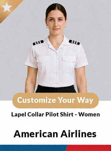 American Airlines Women’s Tailored Lapel Collar Pilot Shirt – Short Sleeve