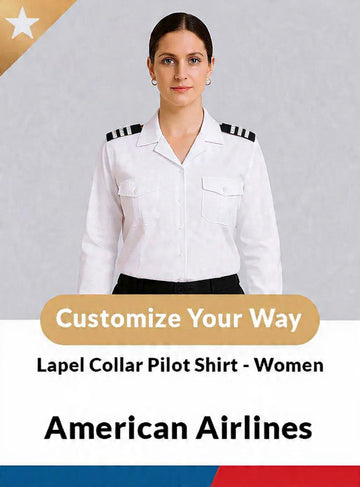 American Airlines Women’s Tailored Lapel Collar Pilot Shirt – Long Sleeve