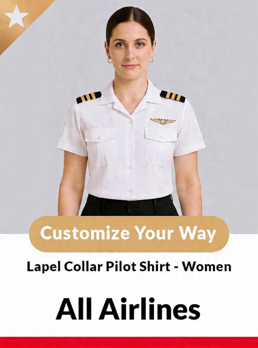 2 Shirt COMBO - Women’s Tailored Lapel Collar Pilot Shirt – Short Sleeve