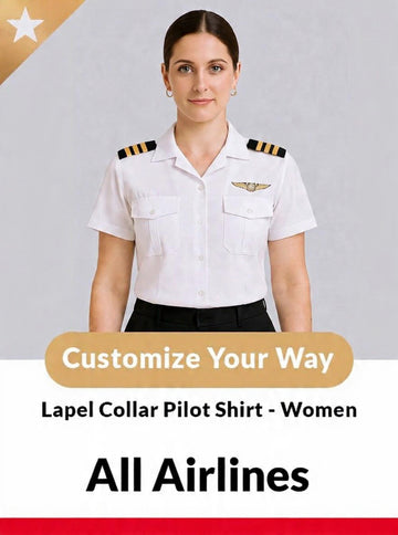 All Airlines Women’s Tailored Lapel Collar Pilot Shirt – Short Sleeve