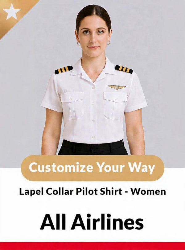 Women's Pilot Shirt - Open Collar - Short Sleeve - Tailored