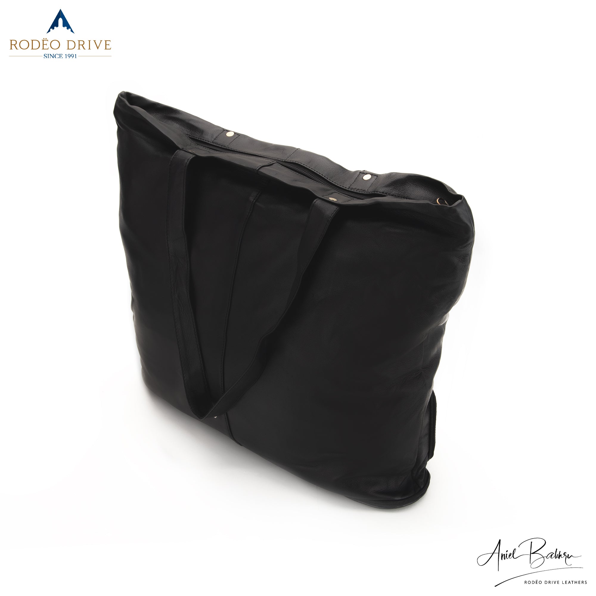 top and side view of FOLDING STICK TORPEDO SHOPPING BAG