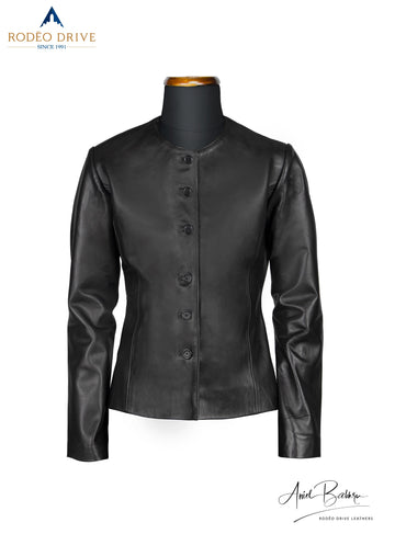 turtle neck image of black CLASSIC CHANNEL JACKET.  A mannequin is wearing it.