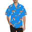 Front image of 747 light blue Hawaiian shirt.  Stylish Short Sleeves and notch lapel collar is visible. Boxy fitting is showcased.