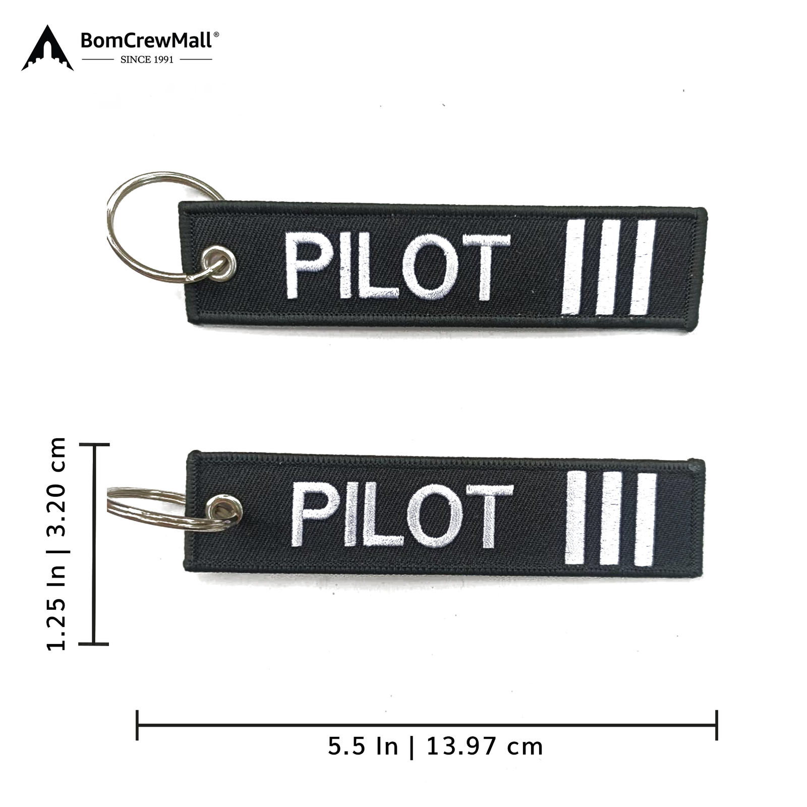 18R 36L EMBROIDERY BAG TAG with Pilot written on it.