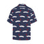 Rear view of Navy blue Hawaiin shirt