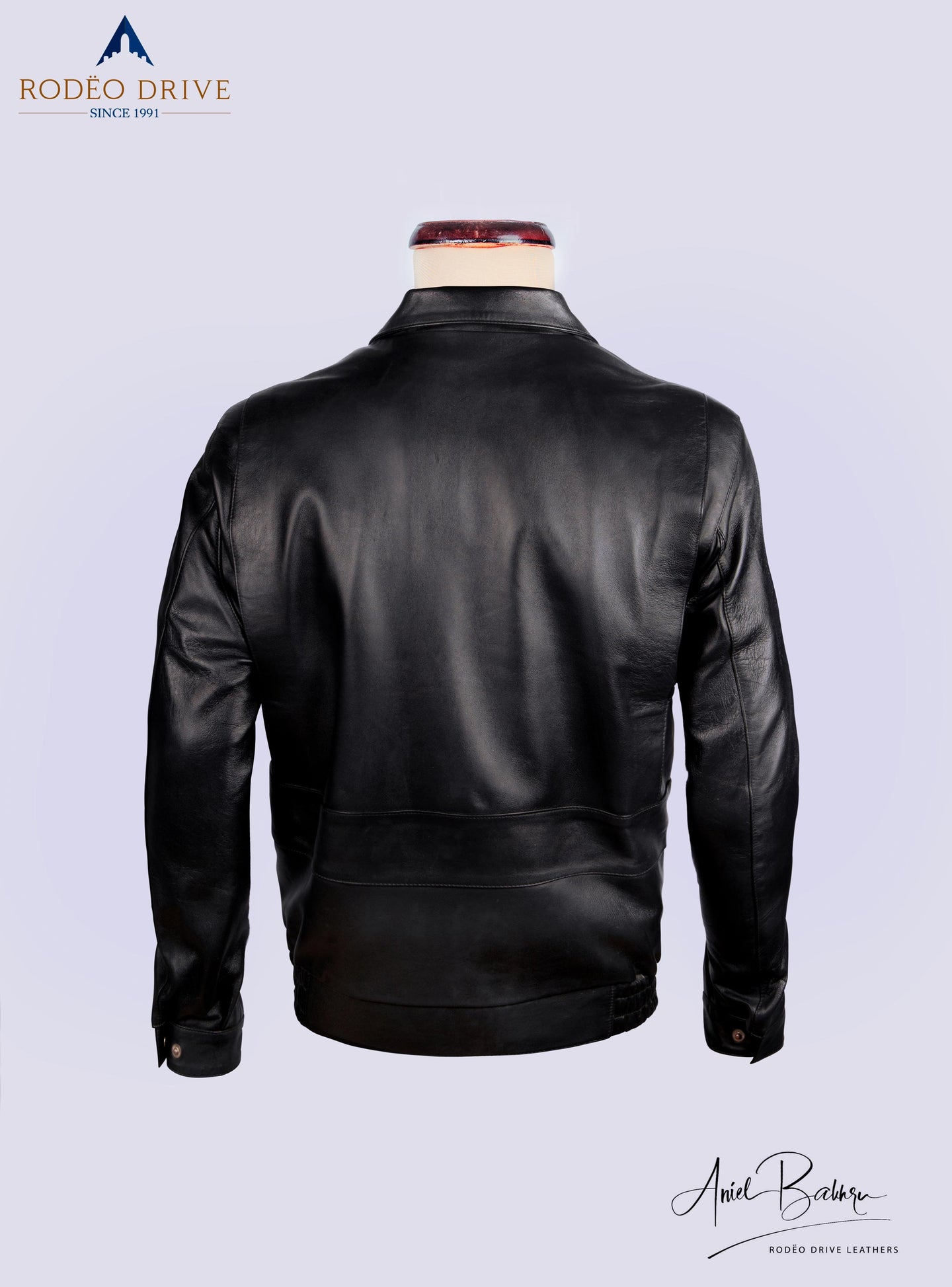 Back side image of Black UNIFORM LEATHER JACKETS MEN suitable for FedEx