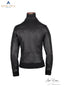 full back view of Womens bomber jacket made of lamb skin.