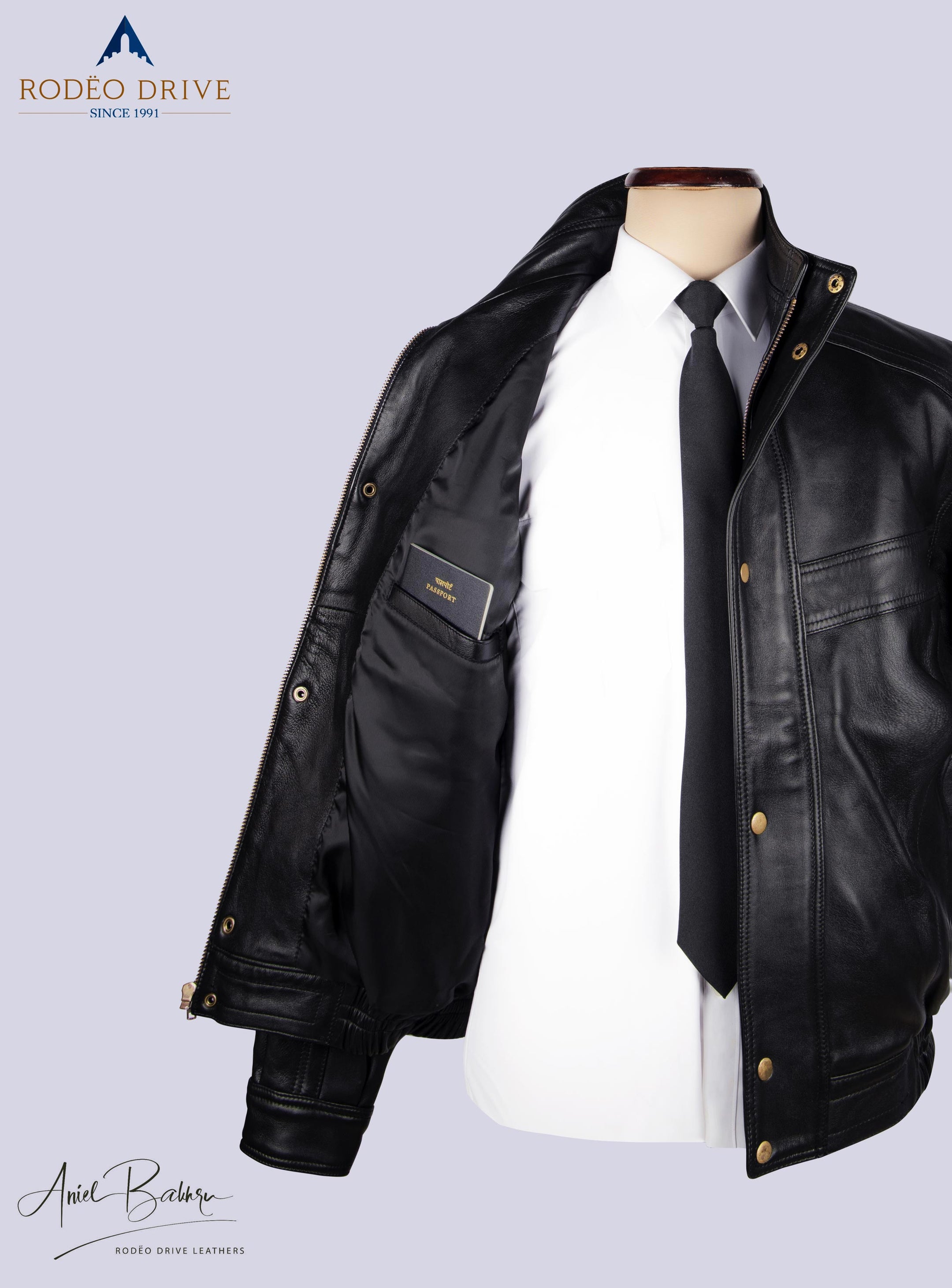A pocket inside side of  Bomber jacket showcased. Convenient for carrying important documents.