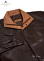 Image of front side of 2 Color  Bomber zipper jacket. Collar is visible.