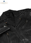 Close image of  Black WEAZEL BIKER JACKET.. it is zipped. Pockets are also zipped