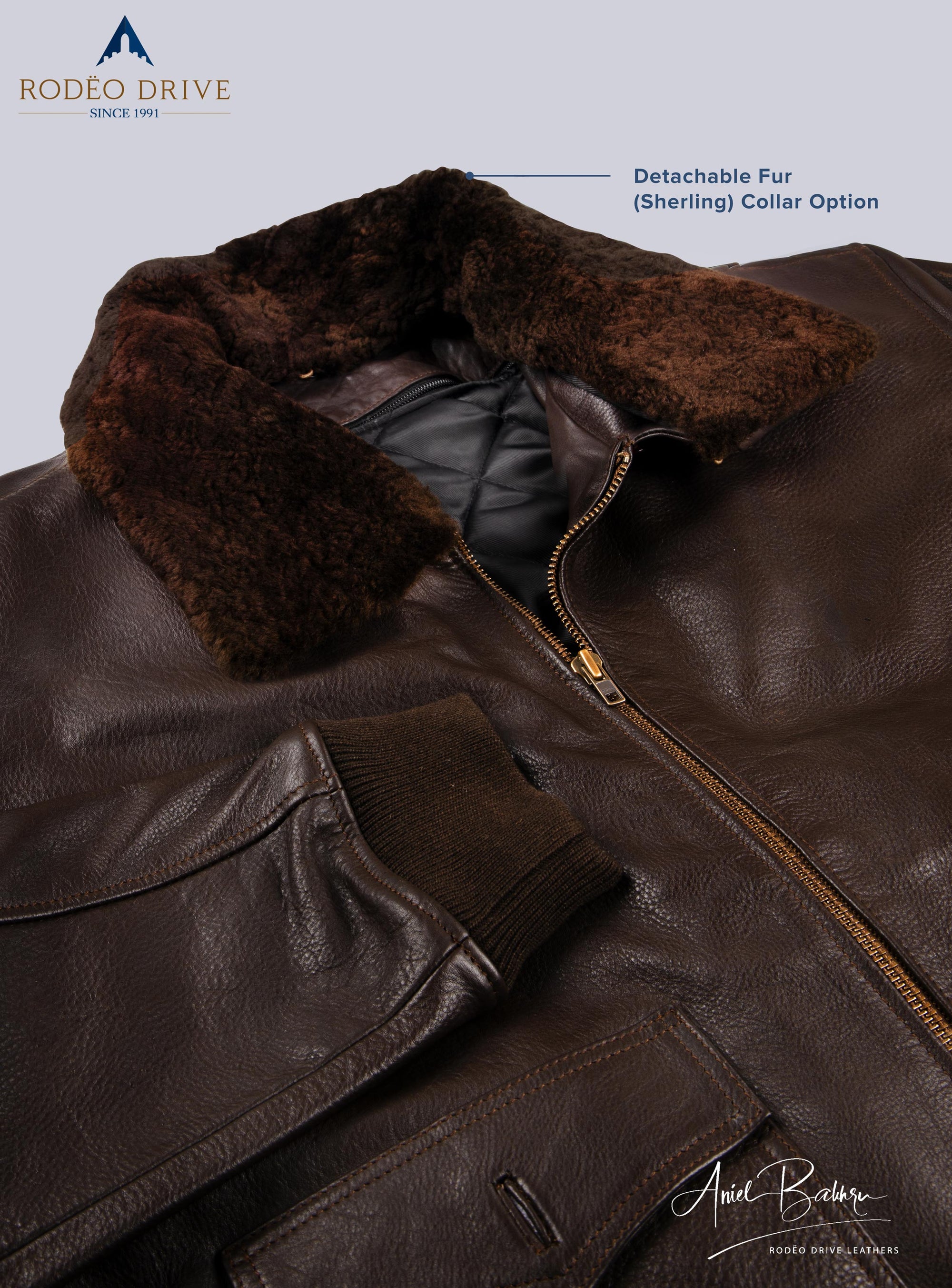 detachable fur of B2 bomber jacket collar option.
